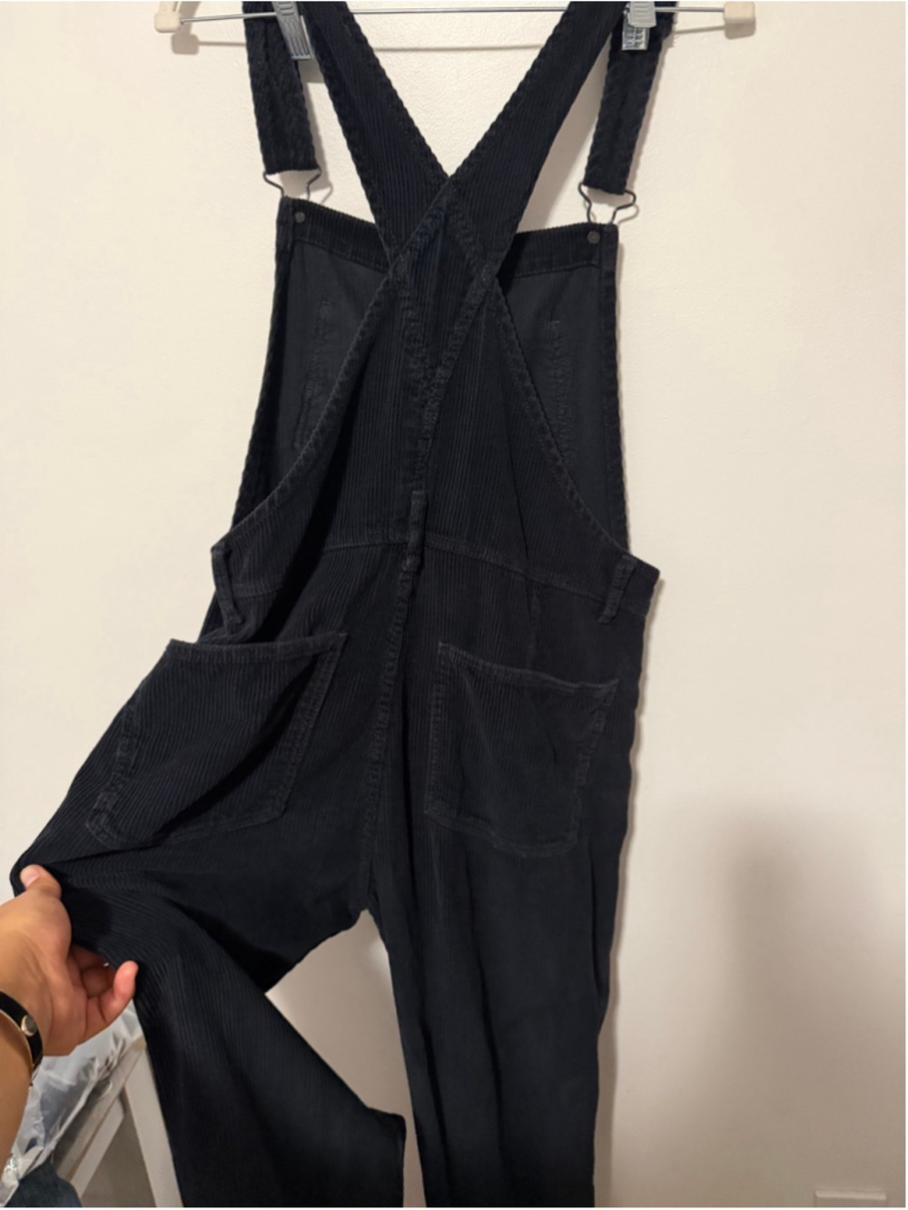 We the free Black Corduroy Overalls Women’s Strap Wide Leg Casual Dungarees X - Picture 2 of 6